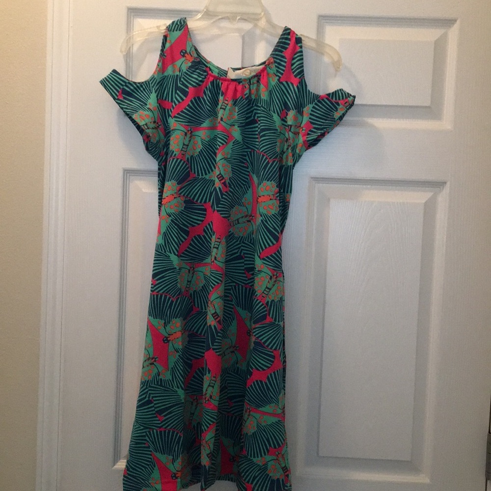 Vibrant Butterfly Cold Shoulder Short Dress